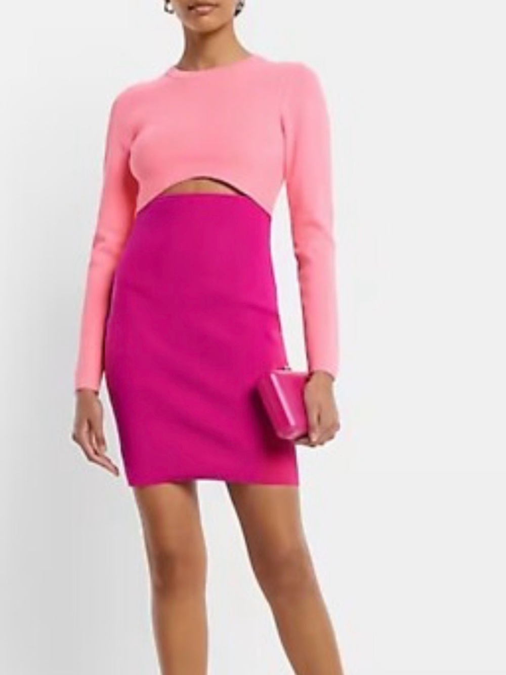 Express Pink Two-Tone Cutout Mini Dress